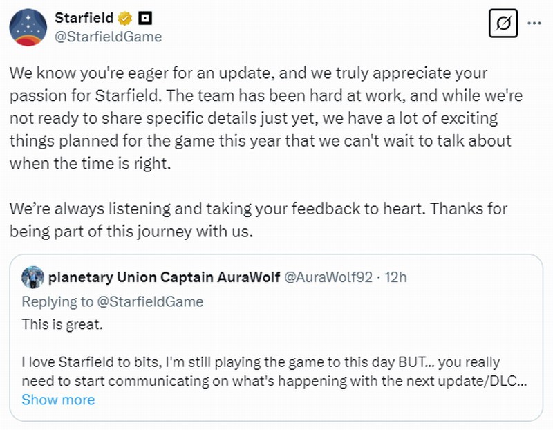 《星空》将加入更多激动人心内容 耐心等待重大更新