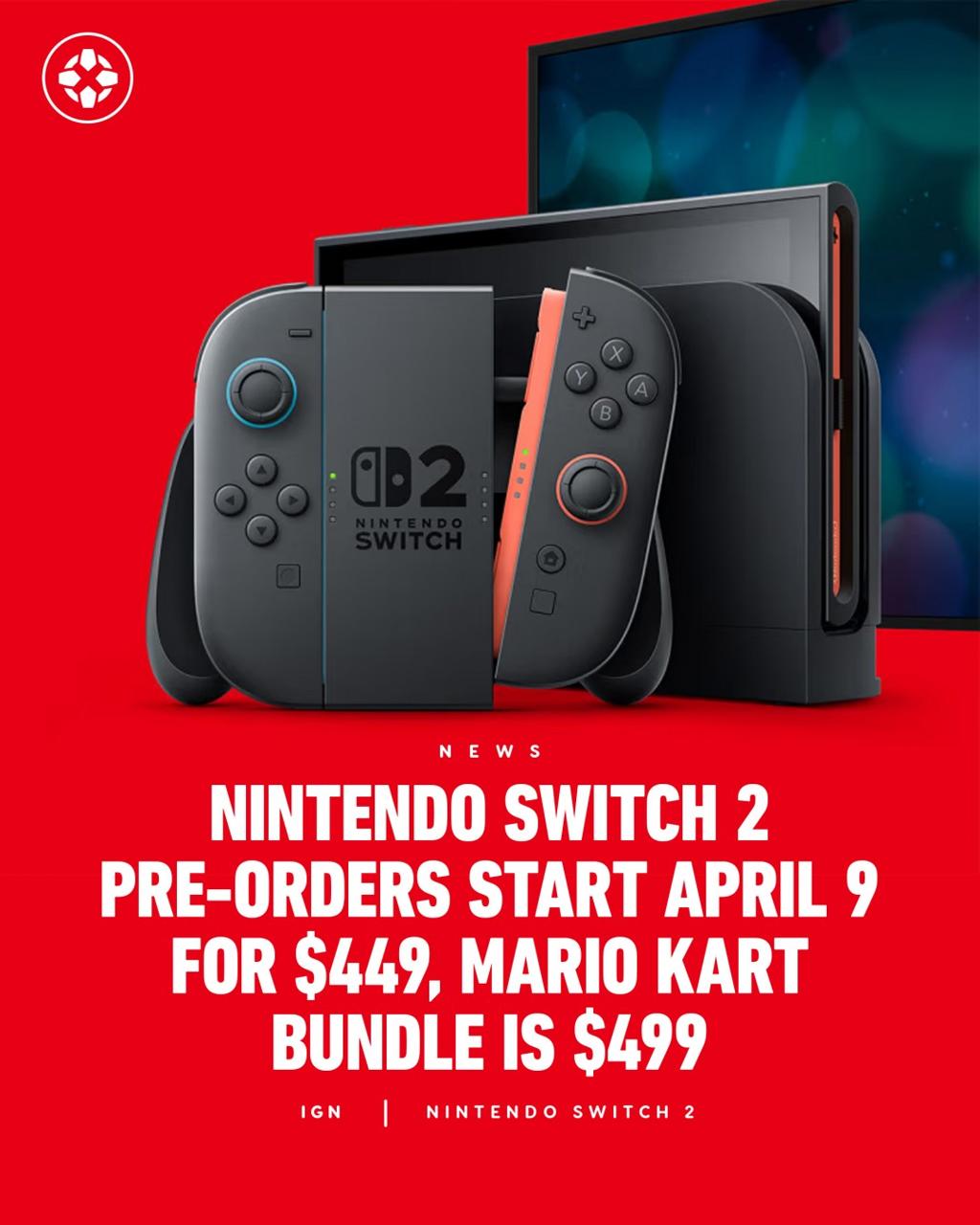 Switch 2价格公布：首发449美元 港版3450港币