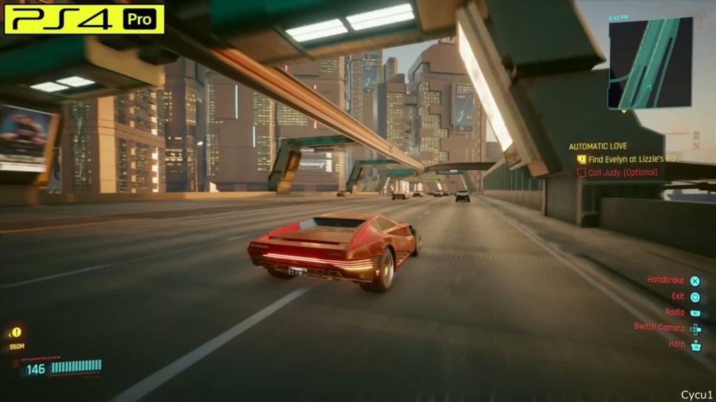 《赛博朋克2077》PS4 Pro和Switch 2画面对比