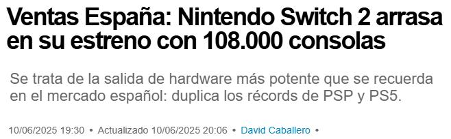Switch 2西班牙首周销量突破10万 主机销售历史新纪录