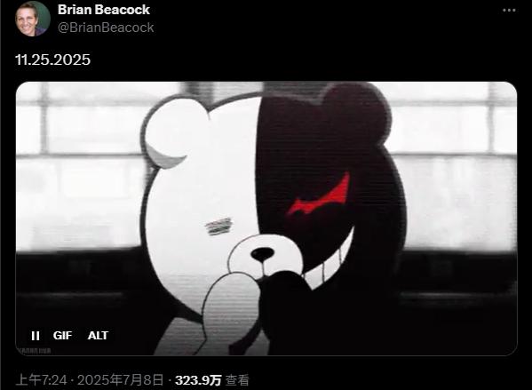 《弹丸论破》黑白熊英语演员突然发声 11月或有新作