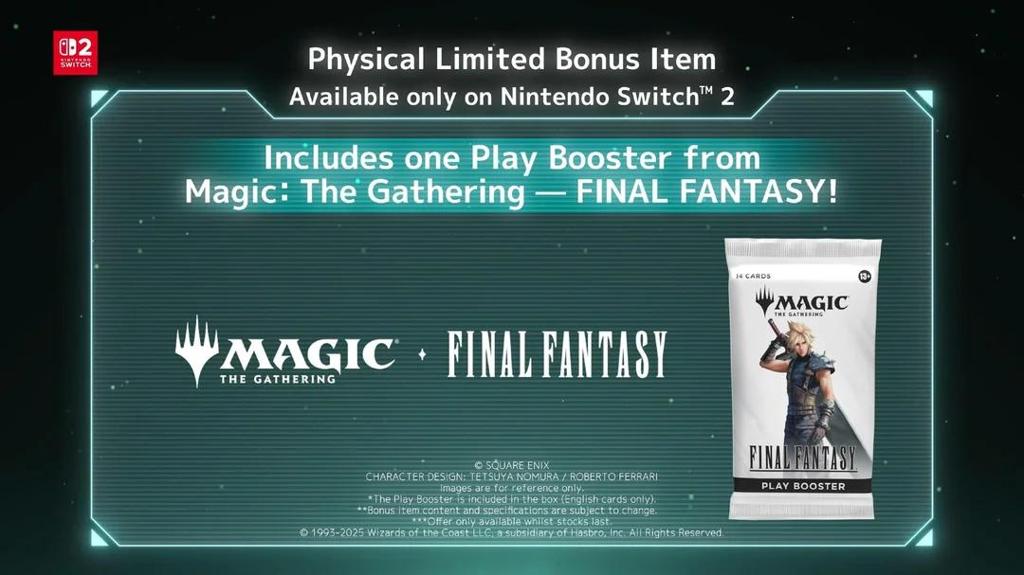 《最终幻想7：重制版Intergrade》Switch 2盒装版40美元 预购奖励公开
