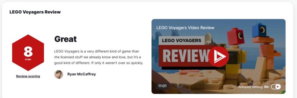 《双影奇境》代餐？《乐高旅行者》IGN8分：意犹未尽