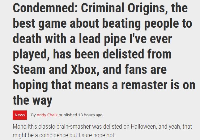 经典名作《死刑犯：罪恶起源》突然停售 推测或将重制