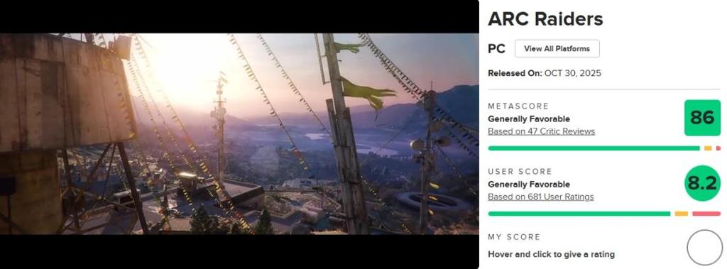 《ARC Raiders》M站均分86！IGN9分称搜打撤新标杆