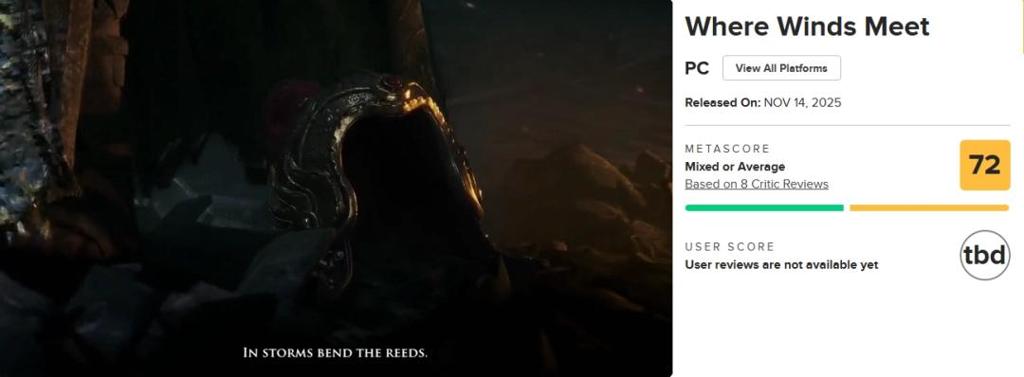 《燕云十六声》M站均分72：内容太多无法发挥潜力！