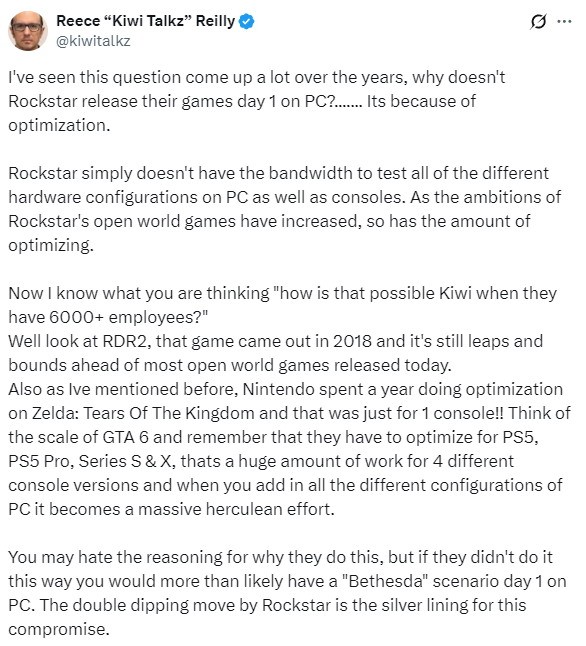 曝《GTA6》首发不登陆PC 是因为优化问题难搞