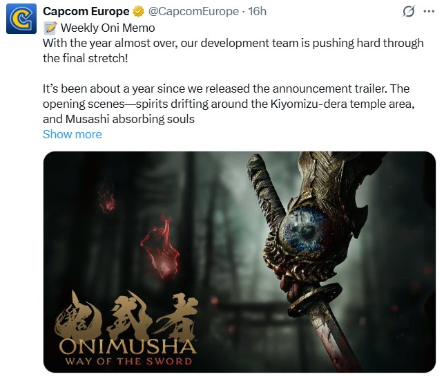 《鬼武者：剑之道》开发进入最后阶段 多个预告筹备中