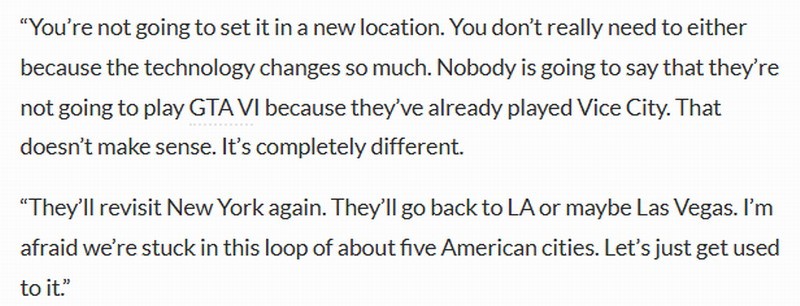 前R星技术总监再次强调《GTA》不会离开美国城市