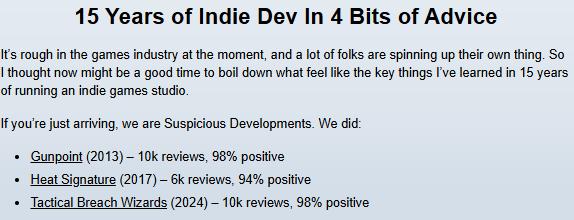 15年经验独游开发者：给游戏新开发者们的4个建议