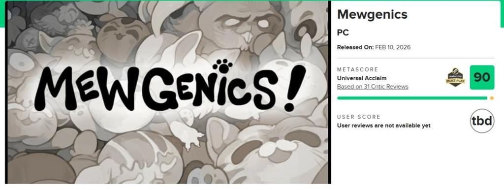 《以撒的结合》作者新作《喵喵的结合》评分解禁！M站均分高达90