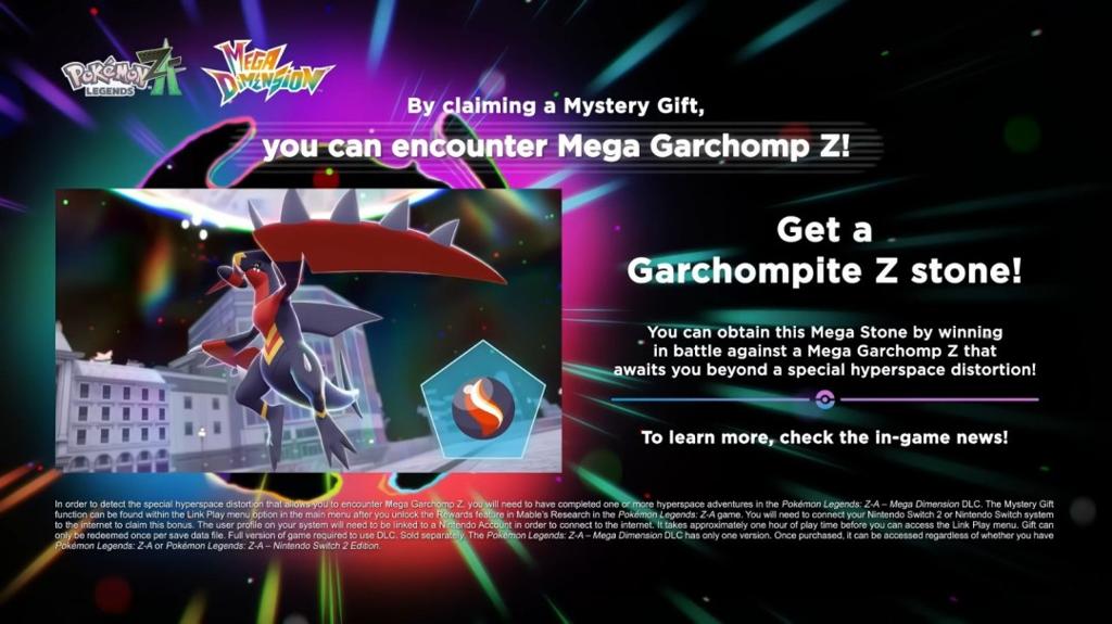 全新Mega！烈咬陆鲨Z登陆《宝可梦传说 Z-A》DLC