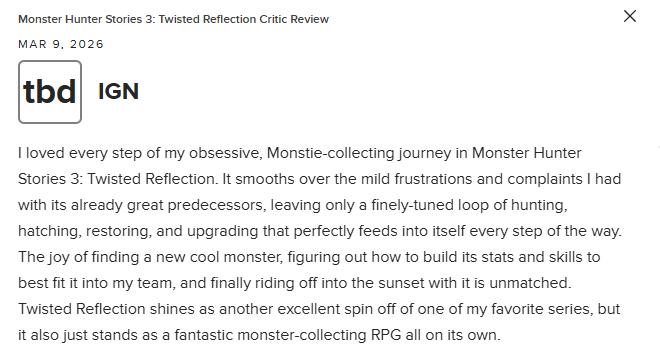 《怪物猎人物语3：命运双龙》M站86分：情节跌宕 巅峰之作