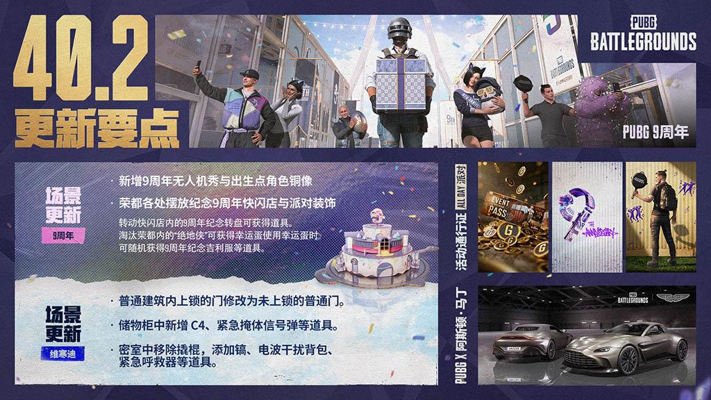 《PUBG》40.2版本更新，9周年纪念派对开启