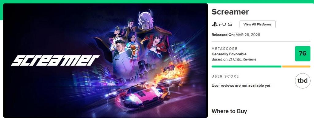 二次元赛车《Screamer》IGN8分好评！M站均分76