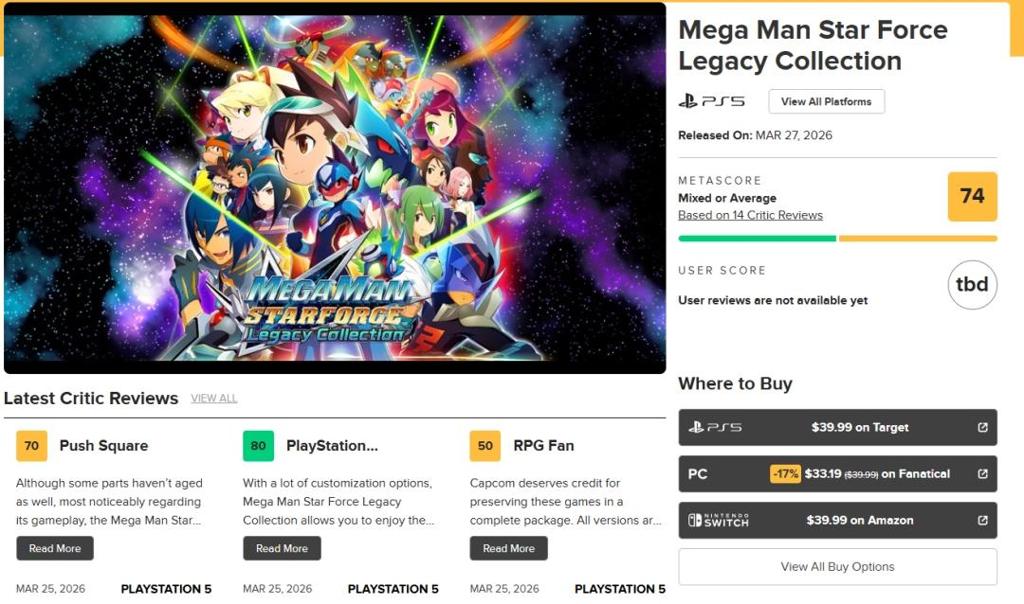 《流星洛克人 完美合集》IGN8分好评！M站均分74