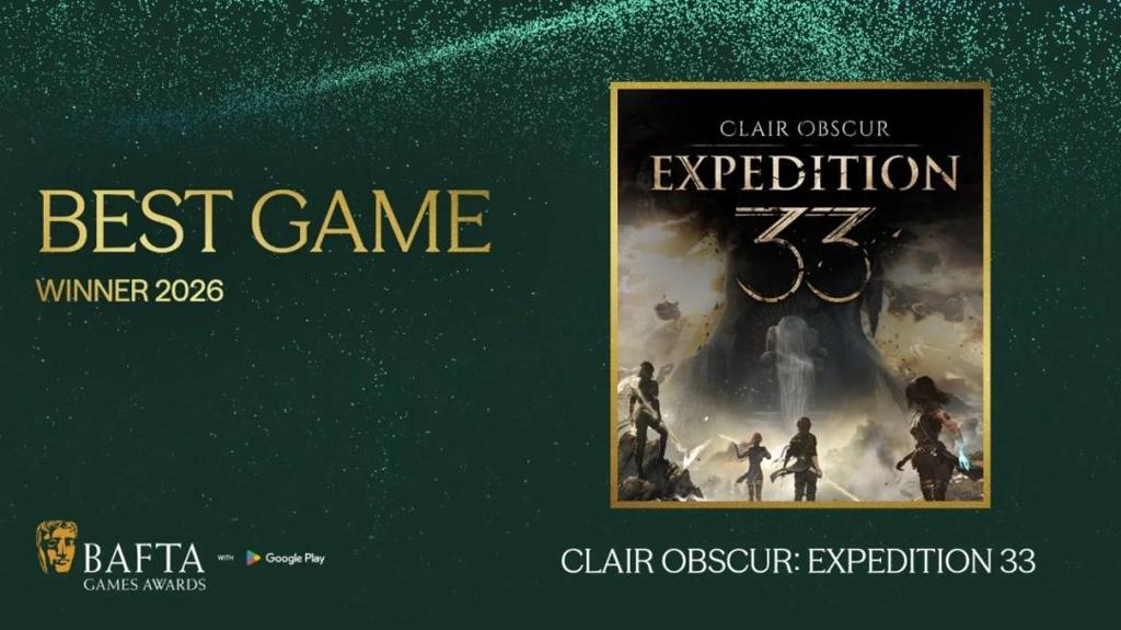 第22届英国电影学院游戏奖获奖名单揭晓 《33号远征队》夺最佳游戏