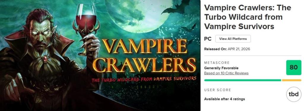 《吸血鬼幸存者》卡牌衍生作《吸血鬼探索者》M站均分80好评：令人上瘾！