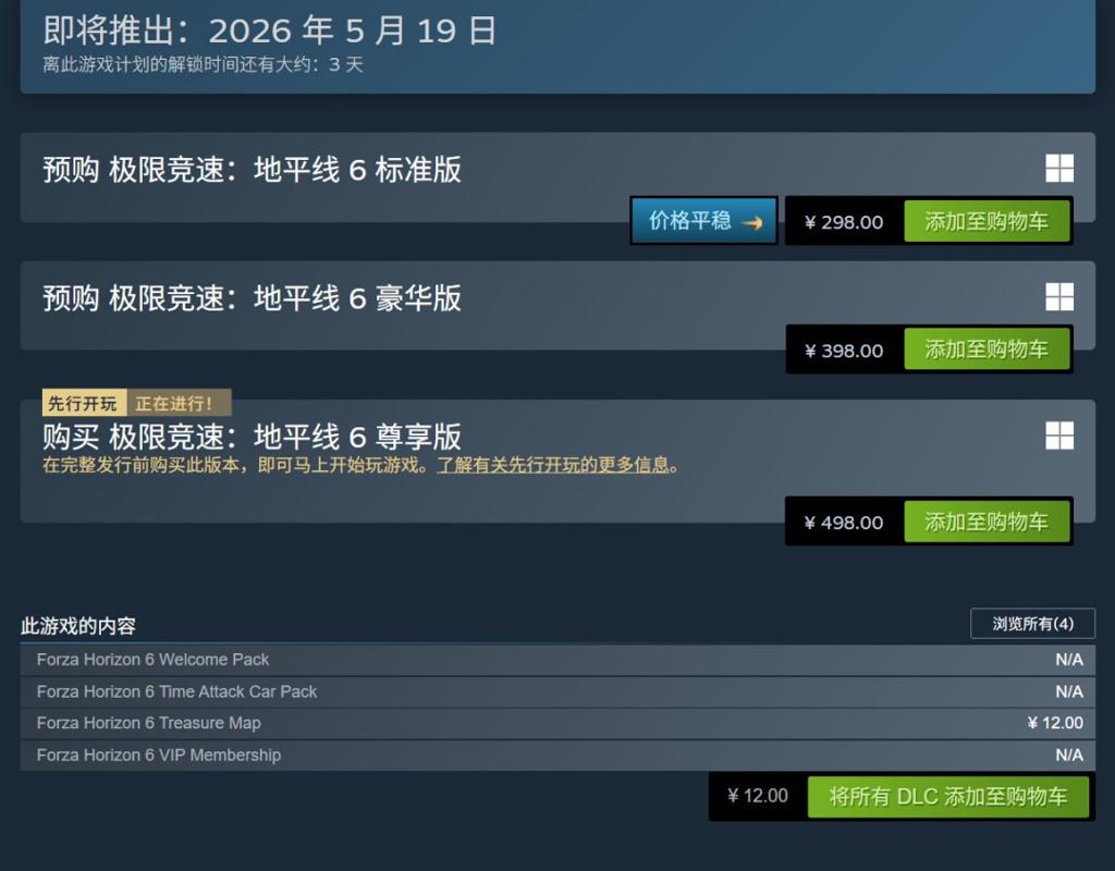 《极限竞速：地平线6》还未正式发售 Steam在线已超17万