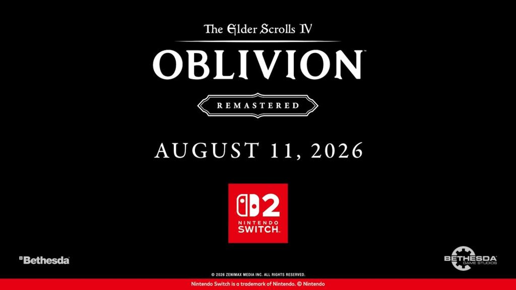 《上古卷轴4：湮灭重制版》8月11日登陆Switch 2